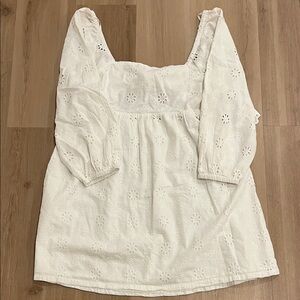 Nordstrom BP. White Eyelet Tie Back Mini Dress